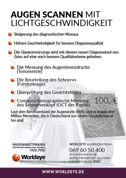 Infoblatt von WORLDEYE zur OCT-Augenuntersuchung