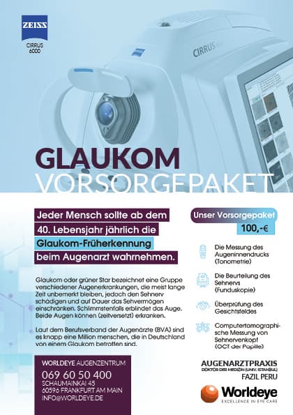 Infoblatt von WORLDEYE zur Glaukom-Vorsorge