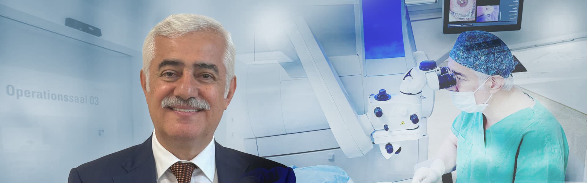 Fazil Peru, Augenarzt bei WORLDEYE in Frankfurt – Montage mit einer OP-Szene